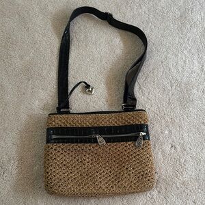Brighton Tan and Black Crossbody Bag with Woven Texture